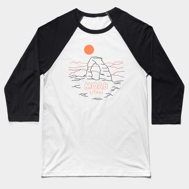 Moab Utah Line Art Baseball T-Shirt by Tebscooler